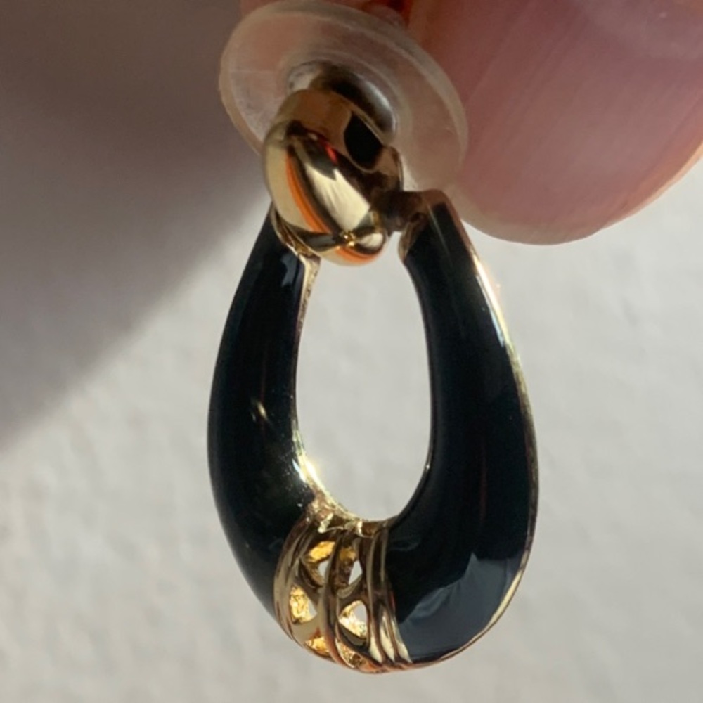 Dior Elegant Black and Gold Earrings
